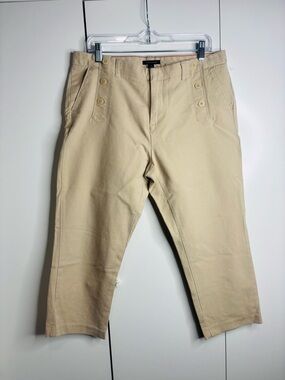 Tommy Hilfiger Women's Wide Leg Crop Pants in Khaki